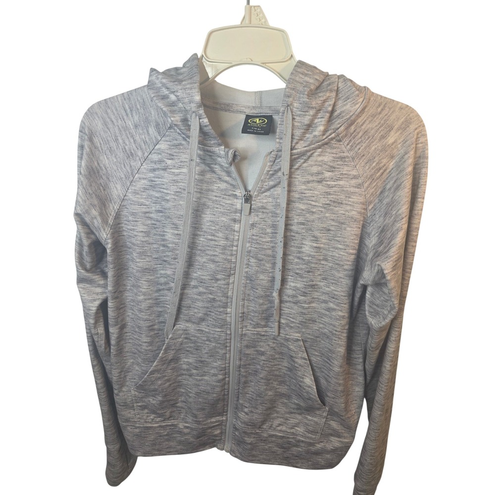 Athletic Works Womens Gray Space Dye Full Zip Hoodie Sweatshirt Size S 4-6 Activ